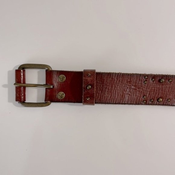 American Eagle Outfitter Womens Small  antique brass studded brown leather belt main image 7